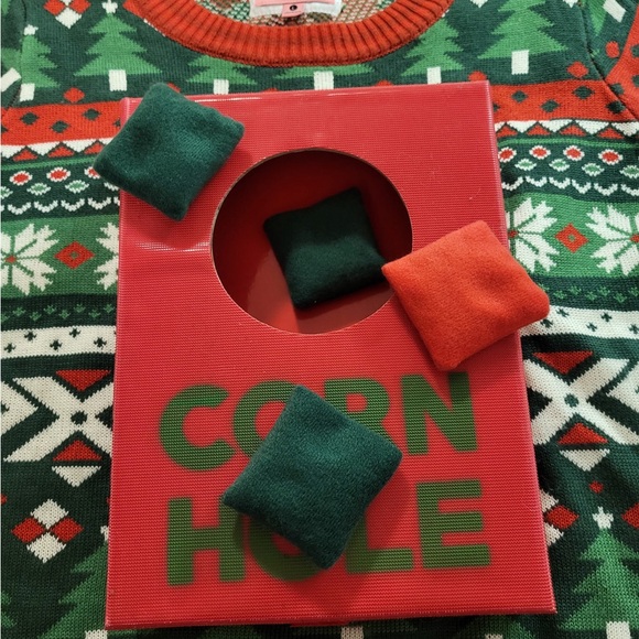 Tipsy Elves Red and Green Festive Corn Hole Sweater Ugly Christmas Sweater - Picture 3 of 8